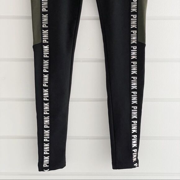 Victoria’s Secret PINK Cozy Ultimate Fleece Lined Olive Yoga Pocket Leggings NWT - Picture 8 of 13